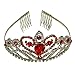 Thmyo Crown, Tiara,Prom Pageant Crowns Princess Crown Rhinestone Crystal Bridal Crowns with Comb for Women (Gold & Red)