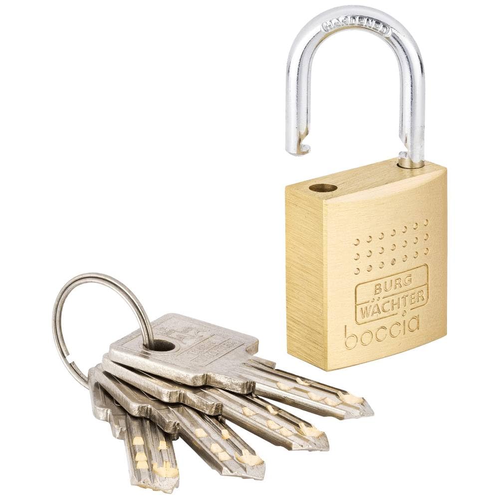 Burg-Wächter Boccia 450 30 4 SB Padlock (5 mm Shackle Thickness, Brass, Pinch Protection, 4 Keys)
