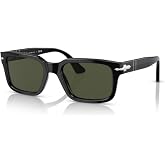 Persol PO3272S Rectangle Sunglasses for Men for Women | In Black &amp; Honey. Polarized options available. Bonus kit: cleaning spray, cloth, screwdriver &amp; mirror. Premium acetate frame.