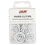 JAM Paper Papercloops - Round Circular Paperclips - White - 50/pack