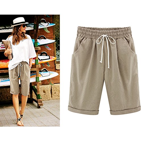 womens bermuda shorts elastic waistband