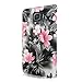 Samsung Galaxy Note 4 Case-Cellularvilla Pu Leather Wallet Card Flip Open Pocket Case Cover Pouch For Samsung Galaxy Note 4 SM-N910S / Note 4 SM-N910C (Black Pink Flower)