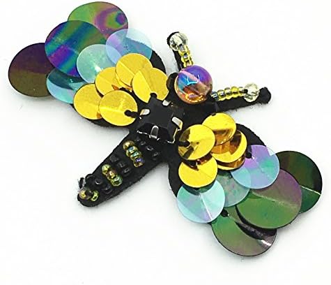 JUBRAY 5pcs Sew On Sequin Beaded Bee Patch Bees Motifs Decoration 3d Sewing Patch Insect Patches For Clothing Applique 6x4cm Black AC0647
