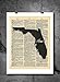 Florida State Vintage Map Vintage Dictionary Print 8x10 inch Home Vintage Art Abstract Prints Wall Art for Home Decor Wall Decorations For Living Room Bedroom Office Ready-to-Frame Home