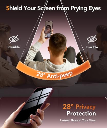 Magnetic Case for iPhone 17 Pro Max with Privacy Screen Protector [Compatible with MagSafe][Camera Protection][Military-Grade][Camera Control Cover]Translucent Matte 17 ProMax Phone Case,Wine Red