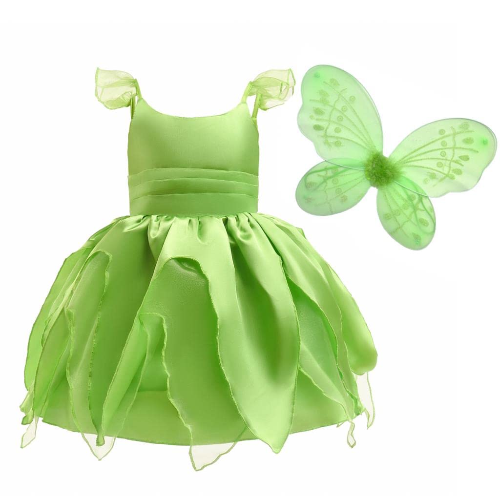 Lito Angels Tinkerbell Fancy Dress Up Costume Green Fairy Outfits with Butterfly Wings for Kids Girls Age 18-24 Months