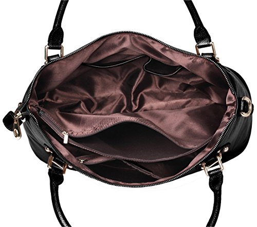 BIG SALE-AINIMOER Women's Large Genuine Leather Vintage Shoulder Handbags Ladies Top-handle Purse Cross Body Bag(Black)