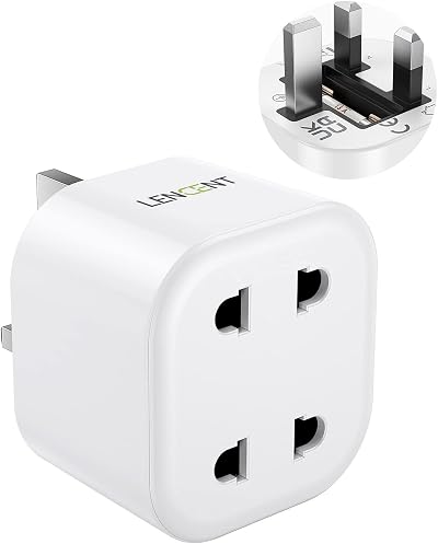 LENCENT UK 2 Pin to 3 Pin Shaver Plug Adaptor 13A Fuse USB Compatible