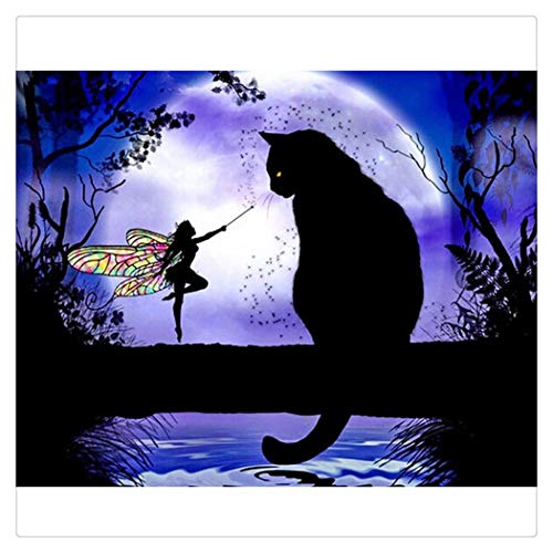 5D DIY Diamond Painting Rhinestone Pasted Embroidery Cross Stitch Home Decor Animal Painting Dog, Squid, Wolf, Peacock, Cat Painting (F 30X25cm, Multicolor)
