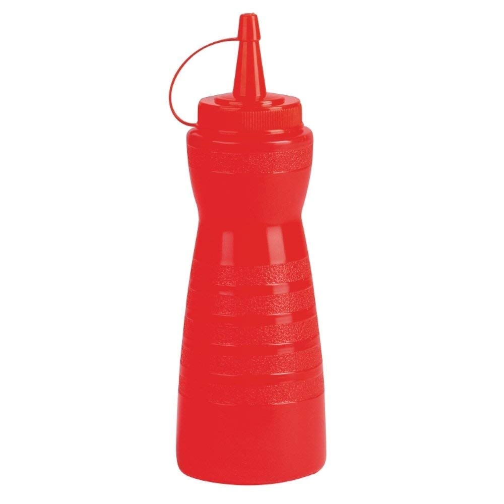 Vogue GF251 Lidded Sauce Bottle, Plastic, 340 mL, Red