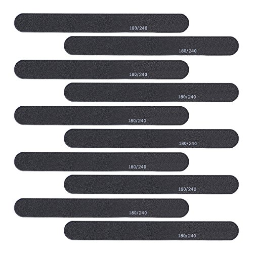 Makartt Professional Nail Files Black Washable Double Sided 180/240 Grit Nail Buffering File 10pcs