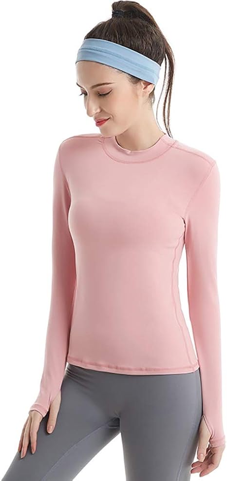 Amazon Co Jp レディーススポーツトップ レディース秋と冬のストレッチ速乾性の服は襟ヨガロングスリーブtシャツジムヨガの服をスタンド 吸汗速乾 Color Pink Size S ホーム キッチン