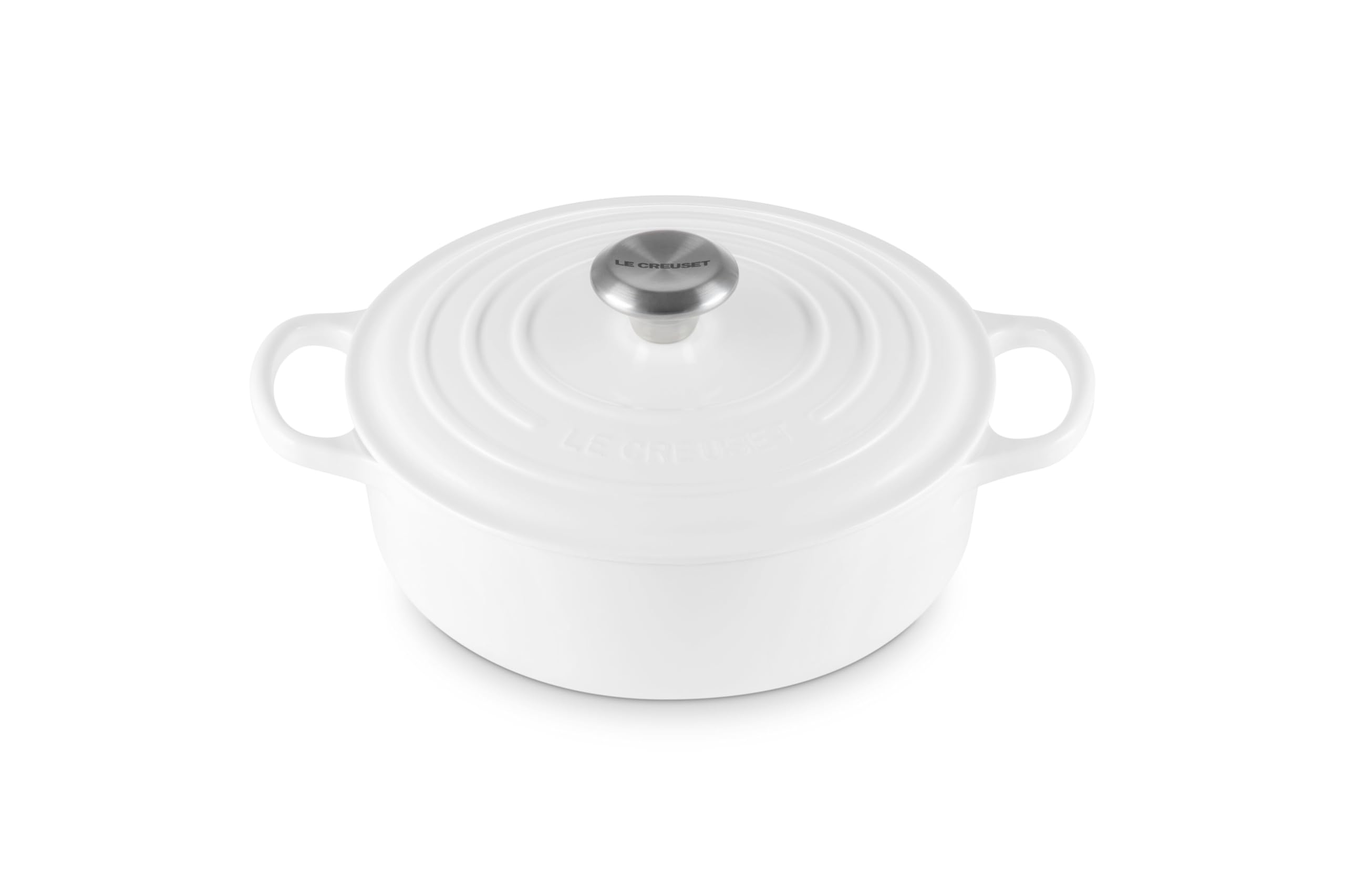 Le Creuset Enameled Cast Iron Round Wide Dutch Oven, 3.5 qt., White