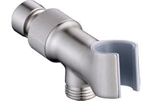 UVISH Shower Head Holder All Metal Adjustable Handheld Shower Arm Mount, 1/2" Shower Hose Holder Fits Most Hand Showerheads, Brass Hand Held Shower Head Holder , Easy to Install(Brushed Nickel)
