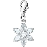 Quiges Crystal White Pear Cubic Zirconia Flower Clip On Charm Pendant Silver Plated Women's Jewellery
