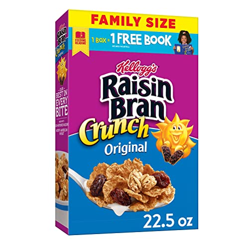 Kellogg's Raisin Bran Crunch Breakfast Cereal, Fiber Cereal, Made with