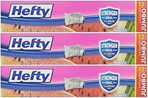Hefty Slider 2.5 Gallon Jumbo Storage Bags, 12 Count (Pack of 3) 36 Bags Total