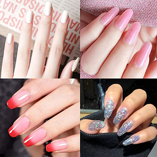 JOSLOVE Poly Gel Kit 6 Colors Excellent Nail Extension Gel Kit 15g Gel Builder Clear White Pink Temperature Changing Poly Nail Gel Kit All In One Gift Box 15g Per One