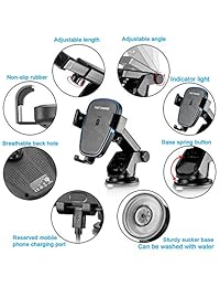 Yijinsheng Cargador inalámbrico rápido, soporte para automóvil, soporte de teléfono para teléfono Samsung Galaxy S8   S8 +   S7 Edge   S6 Edge +   Note 5, cargador estándar para iPhone 8 8 +   iPhone X y todos los dispositivos habilitados para Qi