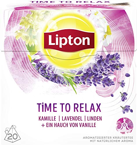 Lipton Kräutertee (für echte Teegenießer Time to Relax aus nachhaltigem Anbau Pyramidenbeutel) 1 x 20 Beutel