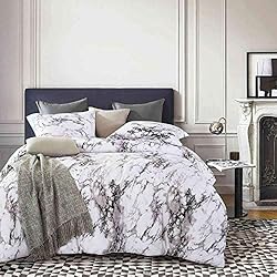 Nanko Comforter Set King Size, White Black Marble