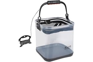 zolyet Thicken Large Capacity Transparent EVA Water Bucket Collapsible Fishing with Handle for Travelling Camping