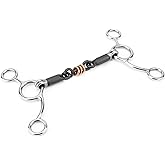Cunyuer Horse Bit, Snaffle Bits for Horses, Stainless Steel Horse Chew with Black Steel Mouth