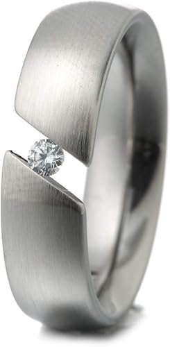 Heideman Ring Damen Verlobungsring Aus Edelstahl Silber Farbend Matt Damenring Fur Frauen Mit Echtem Stein Brillant 0 05 Karat Im Brillant Schliff 2 5mm Diamond Ring Solitarring Spannring Amazon De Schmuck