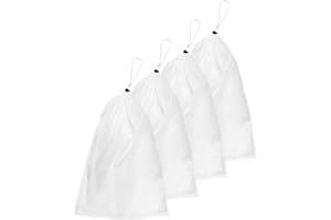 sousac 4 Pcs Pool Fine Mesh Filter Bags, Pool Replacement Net Vacuum Bags with Locking Cord, Pool Cleaner Bags Suitable for Pools Aquariums Ponds Collecting Leaves and Debris (Small)