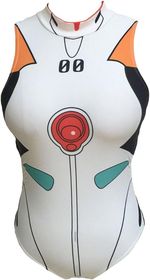 Kiuzu Anime Cosplay "EVANGELION" White (Ayanami Rei) Swimwear One-Piece Suits Costumes for Women (X-Large)