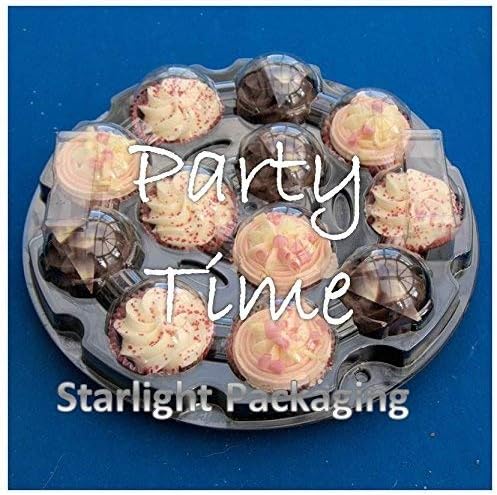 12 Cupcake Round Plastic Platter case with Clear Plastic Dome lid (3)