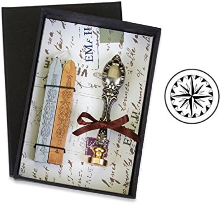 Vintage Deluxe Wax Seal Kit with Compass Symbol-Gold and Silver Sealing Wax