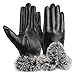 JOYEBUY Womens Leather Gloves Texting Touch Screen Gloves Winter Warmest Gloves (Black)