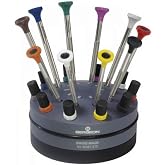 Bergeon 30081-S10 set of 10 screwdrivers on a rotating base from 0.50 to 3.00mm