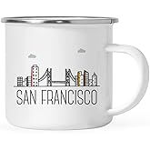 Andaz Press 11oz. Stainless Steel Campfire Coffee Mug Gift, San Francisco, Colorful City Skyline Graphic, 1-Pack, Christmas, Birthday Gift Ideas Family Coworker Him Her, Includes Gift Box
