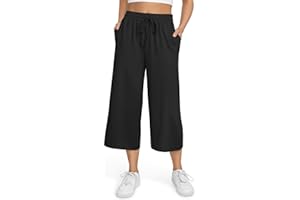 TARSE Women's Summer High Waisted Yoga Capri Pants Plus Size Casual Sport Activewear Capris Sweatpants Loose Fit