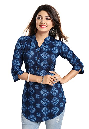 Alc creation women s rayon printed kurti 3xlarge blue