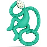 Matchstick Monkey Silicone Mini Teether & Gel Applicator – Silicone Baby Teether, Easy-to-Grip, BPA-Free, Supports Self-Soothing & Early Brushing, 3 Months+, 4 Inches, Green