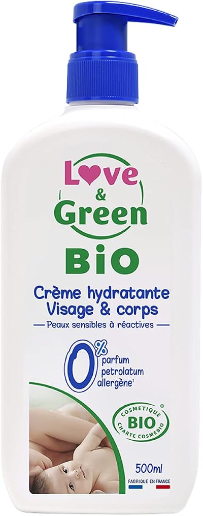 Love & Green Organic Face Body Moisturizing Cream 500ml Hydrating Gentle Care