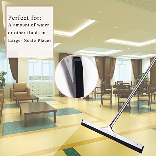 YCUTE Commercial Heavy Duty Floor Squeegee with 22" Rubber Blade- 52.9" Stainless Steel Long Handle Best for Moving Fluid Flat Concrete Tile Glass Marble and Wood Surfaces - Thumbnail 3