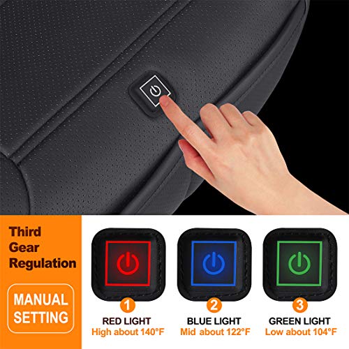 LARROUS Car Leather Heated Seat Cushion with Pressure-Sensitive Switch and Overheat Protection Thermostat,for Car,Office Chair,Home and More(12Volt,Black) (Luxury)