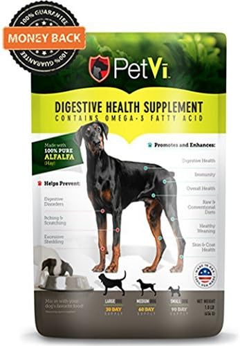 Petvi all natural supplement, helps give your dog a shinier coat, healthier skin, a strong immune system and helps with digestion related problems.