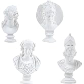ASUNFO 4 Pcs Mini Greek Statue Resin Sculptures for Home Office Decor | Mini Statues Decor for Shelves, Ariadne Athena Gorgon Pageant, Greek Mythology Decor