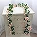 YILIYAJIA 3PCS Artificial Rose Garlands Silk Fake Rose Flowers Green Leaves Vine for Home Hotel Office Wedding Party Garden Craft Art Decor (Pink Color)
