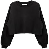 Amazhiyu Women Cropped Sweatshirt Long Sleeves Pullover Fleece Crop Tops