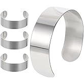 Milisten Stainless Steel Bracelet Inner Core Adjustable Cuff Blanks for DIY Jewelry Making Engraving 4-Piece Set for Crafting