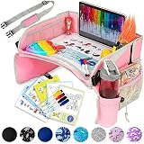 Kids Travel Tray With Dry Erase Board - Car Seat Activity Desk With Tablet Holder