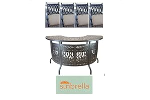 BOTARO Grand TuscanyOutdoor Patio 5pc Party Bar Set Dark Bronze Cast Aluminum