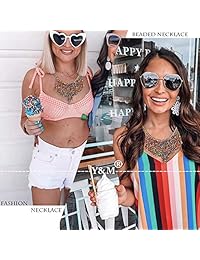 YBMYCM Africa Beaded Statement Necklaces Bohemian Bib Choker Collar Necklace for Prom Women Girls