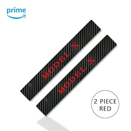 Coolko Newest And Improved Tesla Car Falcon Eagle Wing Door Decoration Stickers Carbon Fiber Protection For Model X 2 Piece Red